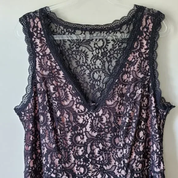 Trixxi Plus Black Lace Dress 20W Sleeveless Feminine Party Cocktail Romantic